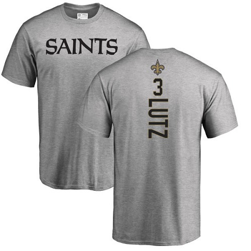 Men New Orleans Saints Ash Wil Lutz Backer NFL Football #3 T Shirt->women nfl jersey->Women Jersey